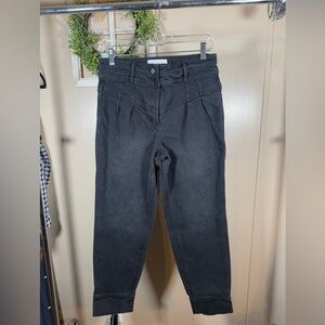 Something Navy Yoke Front Barrel Leg Jeans Black Size 8 cotton